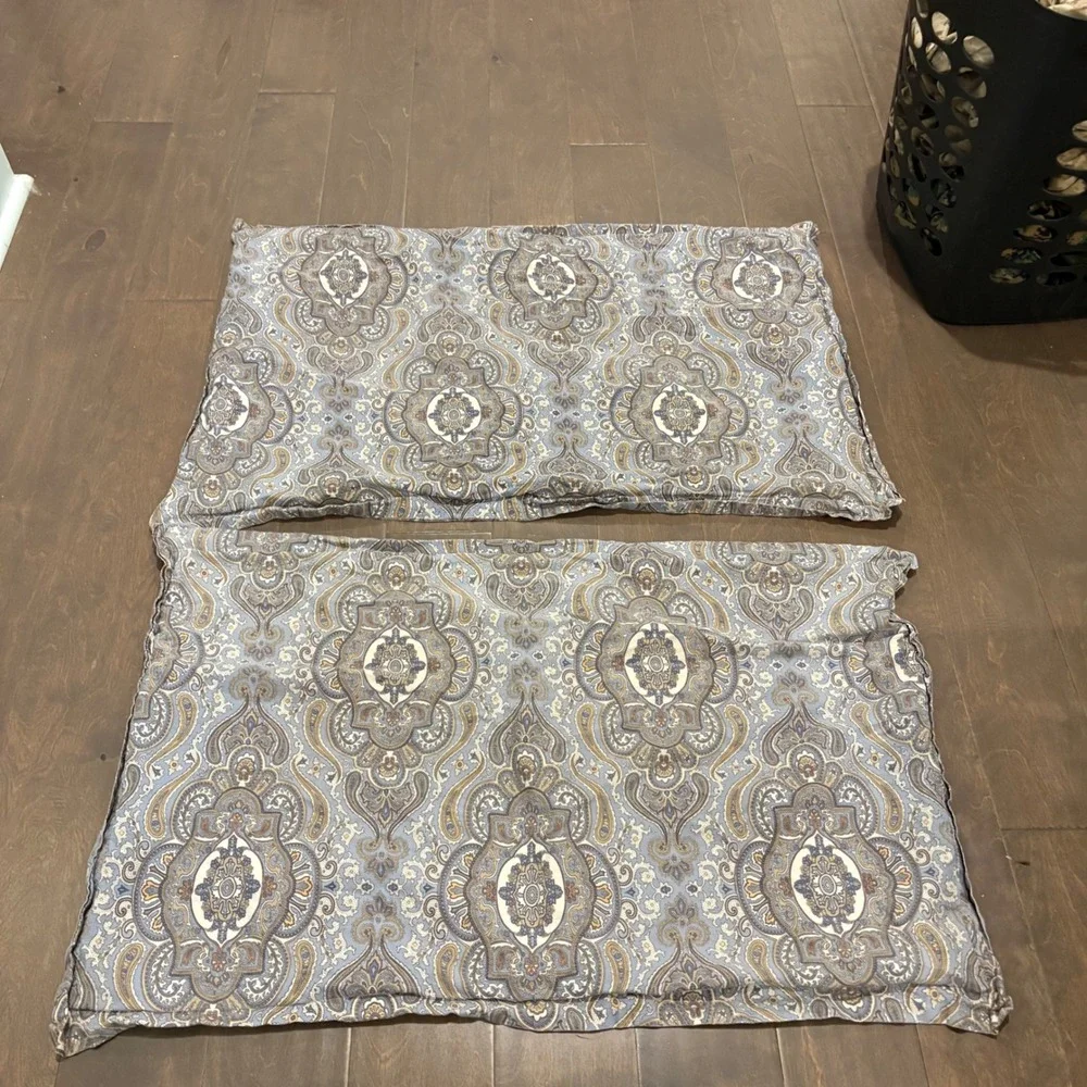 Vtg Ralph Lauren Colchester Paisley Blue King Pillow Shams Medallion Set of 2